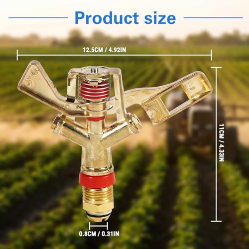 Brass Impact Sprinkler 1/2 Inch 360 Degree Rotating Garden Lawn Irrigation