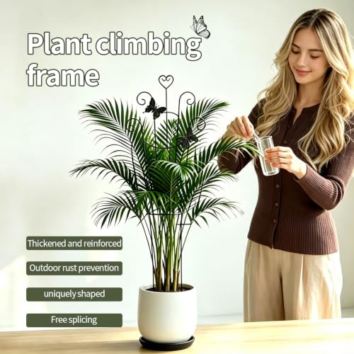 2 Pack 33 Inch Trellis for Climbing Plants Indoor, Rustproof Garden Metal Trellis for Potted Plants Outdoor, Sturdy and Durable Plant Support for Climbing Plants Such as Ivy, Monstera and Pothos - size: 33in