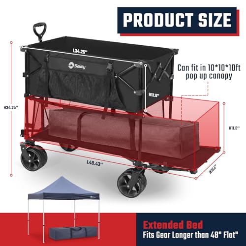 Sekey 400L Double-Decker Wagon, 500 lb Capacity, 50 in Extender - color: Carbon Black