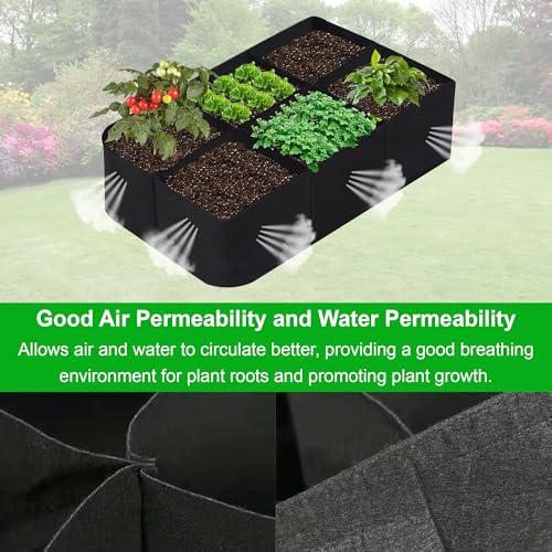 6 Grids Plant Grow Bags, 4x2x1ft. 57 Gallon Potato Tomato Planter Bags