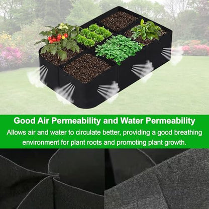 6 Grids Plant Grow Bags, 4x2x1ft. 57 Gallon Potato Tomato Planter Bags