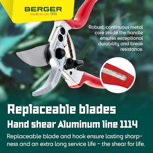 BERGER Hand Shear Aluminum 1114 with Light-Weight Handles Garden Shear with Exchangeable Blades - size: 22x6.5x2.5 cm