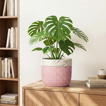Ceramic Plant Pots, 8 Inch Planter, Round Pots for Plants, Pink - color: Pink, size: 8 Inch