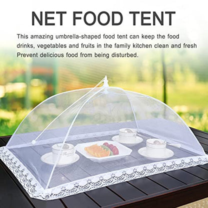 JULBEAR 4Pcs Mesh Food Cover Tent Umbrella Pop Up Outside Outdoor Party Net - size: 32"x24" 17"x17"