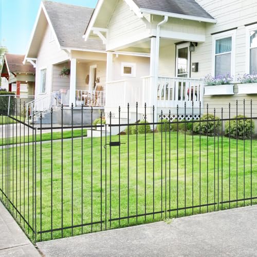 42" x 12' No-Dig Metal Garden Fence with Gate, Outdoor Fencing for Yard - size: Roman Col 42″H x 12ft (1Gate+5Panels)