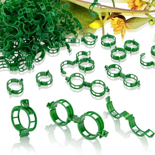 Secured Plant Support Clips - Heavy Duty Tomato Clips for String Trellis 200Pcs, Grape Vine Grid Clamp for Garden Netting Climbing Plants, Fixing Stem and Vine (Green) - color: 200pcs Green