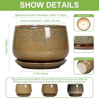 G EPGardening Ceramic Pots for Plants, 4 Inch, Speckled Brown - color: Speckled Brown, size: 4 Inch