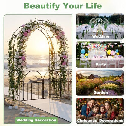 7ft Garden Arbor with Gate, Garden Arch Trellis for Climbing Plants
