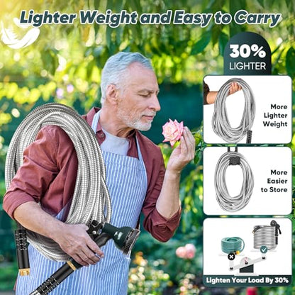 CXEZSIK Garden Hose metal 50ft Lightweight, Non-Expanding, Leak-Proof - color: Light Silver, size: 50FT