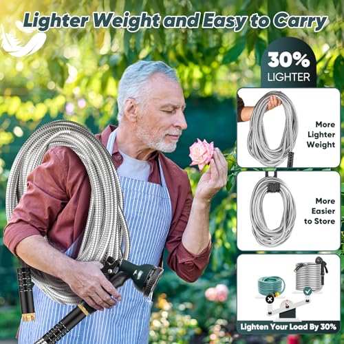 CXEZSIK Garden Hose metal 50ft Lightweight, Non-Expanding, Leak-Proof - color: Light Silver, size: 50FT