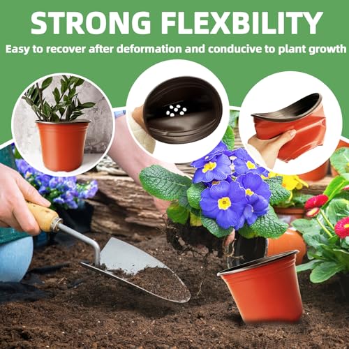 Baaxxango 100 Pcs Plant Nursery Pots,6 Inch Thicker Plastic Seedling Pots with Holes,Seed Starting Pot Flower Plant Container for Succulents,Seedlings,Cuttings,Transplanting - size: 100 Pcs 6 Inch