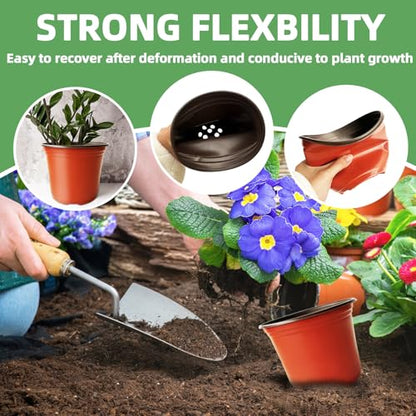 Baaxxango 100 Pcs Plant Nursery Pots,6 Inch Thicker Plastic Seedling Pots with Holes,Seed Starting Pot Flower Plant Container for Succulents,Seedlings,Cuttings,Transplanting - size: 100 Pcs 6 Inch