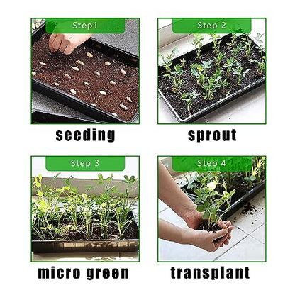 RooTrimmer 10 Pack 1020 Trays, Extra Thick Heavy Duty Seed Starting Trays - No Holes, No Leak, Reusable Propagation Flats for Microgreens, Seedlings, Plant Germination, Fodder and Transplant - size: 1020 - 10 Pack Without Holes