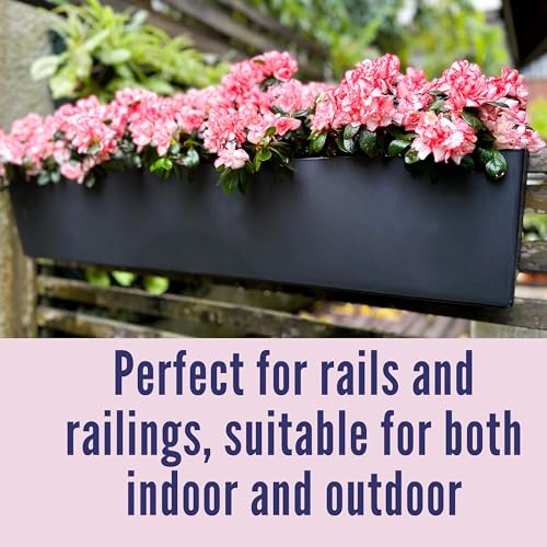 LaLaGreen Rail Planter for Balcony Outdoor (1 Pack, 40 Inch) Large Black Self Watering Railing Planters with Brackets, Rectangular Plastic Window Flower Box Simple Designer Choice with Rattan Pattern - color: 40" X 1 (Black)