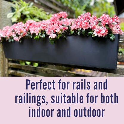 LaLaGreen Rail Planter for Balcony Outdoor (1 Pack, 40 Inch) Large Black Self Watering Railing Planters with Brackets, Rectangular Plastic Window Flower Box Simple Designer Choice with Rattan Pattern - color: 40" X 1 (Black)