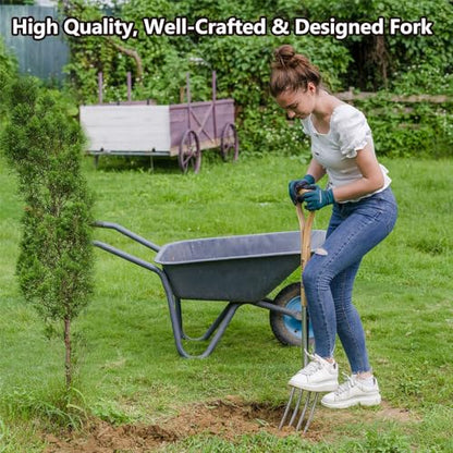 Garden Digging Fork, 37.4" Stainless Steel Garden Pitchfork