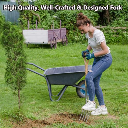 Garden Digging Fork, 37.4" Stainless Steel Garden Pitchfork
