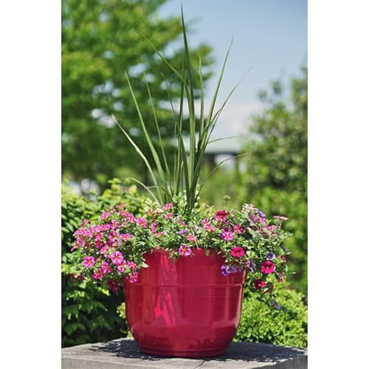Garden Elements Indoor/Outdoor Glazed Brushed Happy Plastic Planter, Large, Bright Pink, 15" - color: Bright Pink