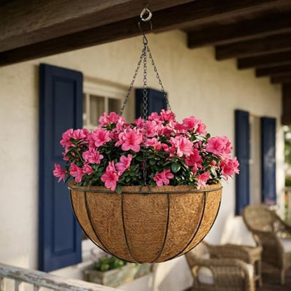 14 Inch Metal Hanging Basket with Coco Coir Liner for Flowers Planting - size: 14" & 2 Pcs