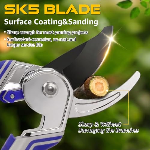 3 Packs Professional Garden Pruning SK5 Steel Blades Trimming Scissors Handheld Pruners Set with Gardening Gloves，Ideal Garden Tool - color: Blue&orange&green, size: 3 PCS
