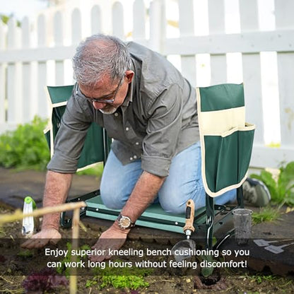 KVR Upgraded Garden Kneeler and Seat with Thicken & Widen Soft Kneeling Pad,Heavy Duty Foldable Gardener Stool with 2 Tool Pouches,Gardening Gifts for Women Mom Men Seniors¡­… - size: ModelZA