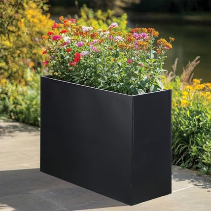 BAYN Large Metal Rectangular Garden Planter Box 32”x 12”x 24” - color: Black, size: 32”x 12”x 24”