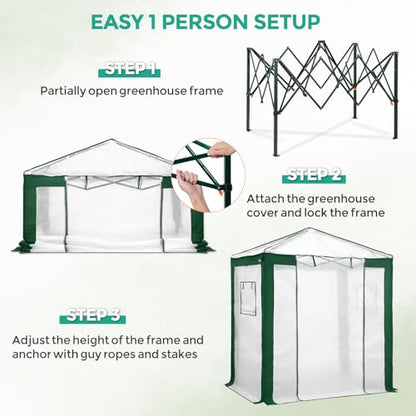 EAGLE PEAK 6x4 Walk in Pop Up Greenhouse, Green/White - color: Green/White, size: 6x4