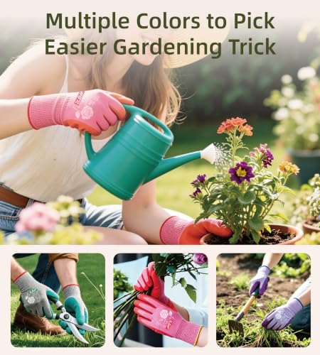HTR Gardening Gloves For women, Garden Yard Work With Grip, Weeding, Large - size: Large