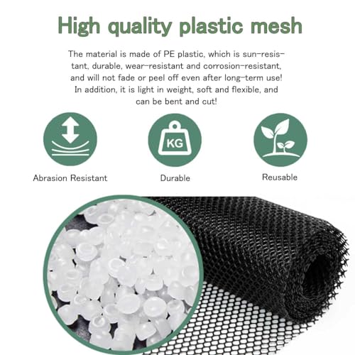 Plastic Mesh Fence Roll 15.7" x32.9', Heavy Duty Chicken Wire Barrier for Chicken Coop & Garden Fencing, Animal Enclosure (Dogs/Rabbits), No Tools Needed Easy Install (Black)