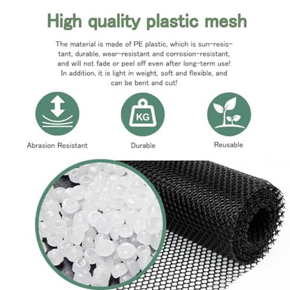 Plastic Mesh Fence Roll 15.7" x32.9', Heavy Duty Chicken Wire Barrier for Chicken Coop & Garden Fencing, Animal Enclosure (Dogs/Rabbits), No Tools Needed Easy Install (Black)