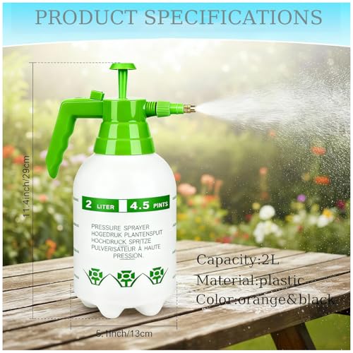 3 Pcs 1/2 Gallon Pump Sprayer Plastic, Handheld Pressure Sprayer, Garden Pump Sprayer Bottle with Adjustable Nozzle for Plants, Cleaning, Household Tasks, (Green) - color: Green