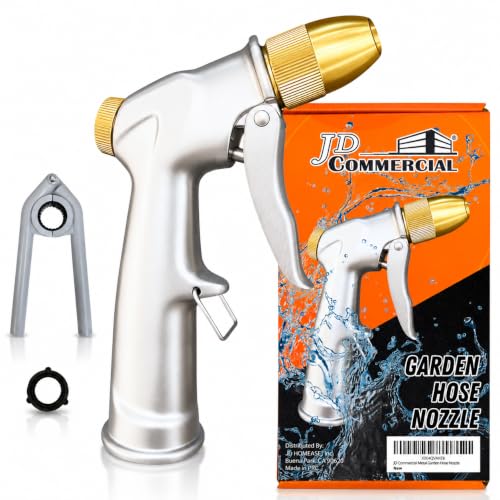 Garden Hose Nozzle Sprayer, 100% Metal High Pressure Water, 4 Spray Patterns, Leak-Proof Design, Trigger Lock for Watering Plants, Lawn Care, Car Washing, Patio Cleaning and Pet Bathing