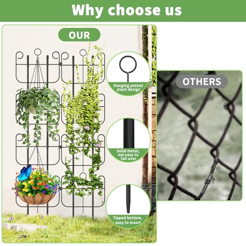 Garden Trellis for Climbing Plants Outdoor, Expandable Heavy-Duty Metal Trellis for Tall Plants, Flowers Vine Ivy, Sturdy Houseplant Pothos Plant Climber Support - size: 8 Pack-16.9in(H)x12.5in(L)