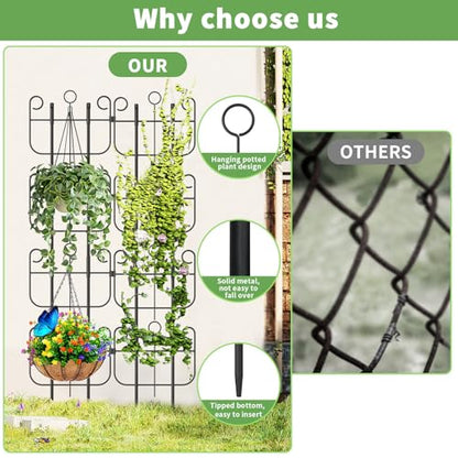 8 Pack Trellis for Climbing Plants Indoor, Expandable Heavy-Duty Metal Trellis for Potted Plants Outdoor, Flowers Vine Ivy, Sturdy Houseplant Pothos Plant Climber Support - size: 8 Pack-17in(H)x12.6in(L)