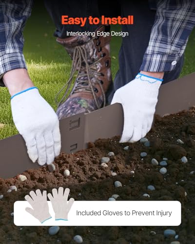 VEVOR Steel Landscape Edging, 5 Packs 39 x 5 in Rust-Resistant Metal Landscape Edging, Bendable Garden Edging Border, Heavy Duty Lawn Edging, Easy-to-Install, Flower Bed Yard Pathway Divider Brown - size: 39" L x 5" H, style: Upgraded version(Brown)