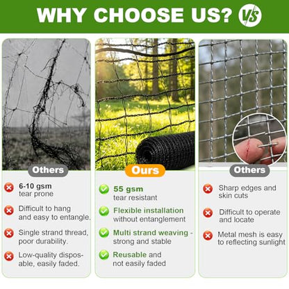 6.5x50FT Deer Fence Netting for Garden, 55GSM Plastic Mesh Temporary Fence - size: 6.5x50FT