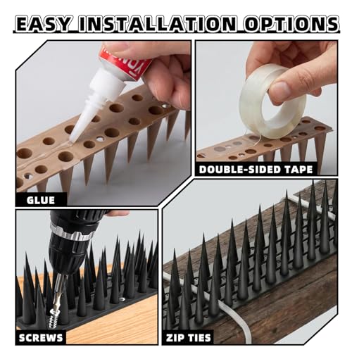Bird Spikes, 30 Pack, 41.9 FT Total Coverage, Outdoor Bird Deterrent - color: Black, size: 30 pack