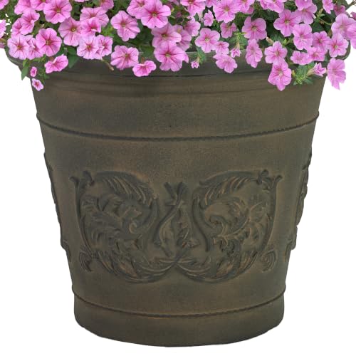Sunnydaze Arabella 16'' Plastic Planter Pot for Plants, Sable - color: Sable, size: 16 in