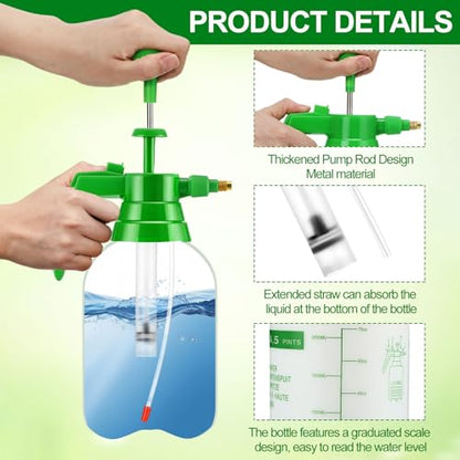 2 Set Handheld Pump Sprayers 0.5 Gallon Water Spray Bottles 2l Garden Plant Pump Sprayers with Adjustable Steel Nozzle Extended Rod for Plant Mist Watering Cleaning Spraying Fertilizing - color: White, size: 2L