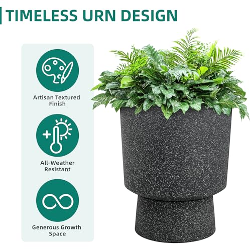 16.8" Pedestal Planters for Outdoor Plants, Large Urn Flower pots S/2 - color: 16.8"h-gray Terrazzo