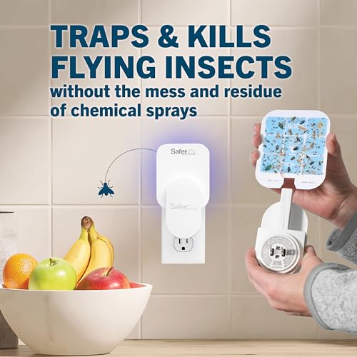 Safer Home Flying Insect Trap, Plug-In Fruit Fly Trap for Indoors, 1-Pack - size: 1 Trap + 2 Glue Cards