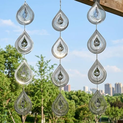 3Pcs Water Droplets Bird Scare Discs Set-Highly Reflective Double-Sided Bird Reflectors, Wind Spinners Outdoor Garden Decor, Birds Devices Deterrent to Scare Birds Away from Yard Patio Farm