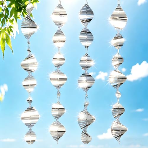 Bird Deterrents for Outside, 12PCS 3D Wind Spinners Outdoor Garden Decor, Bird Reflectors to Keep Birds, Woodpeckers, Pigeons Away from House, Outdoor Garden, Patio and Yard - size: 12pcs