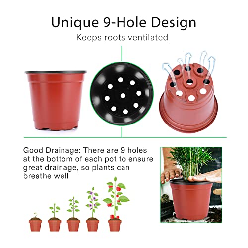 VIVOSUN 100 Pcs 4 in Plastic Plant Nursery Pots, Seed Starting Pots - size: 4 inch