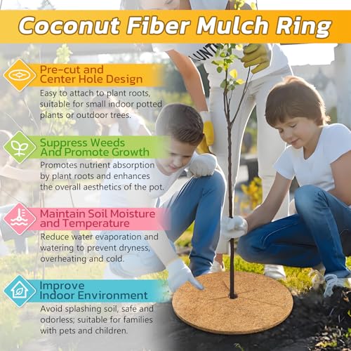 Legigo 6 Pack Coconut Fiber Mulch Ring Tree Plant Protector Mat, 24 Inch - color: 6 Pack, size: 24 Inch