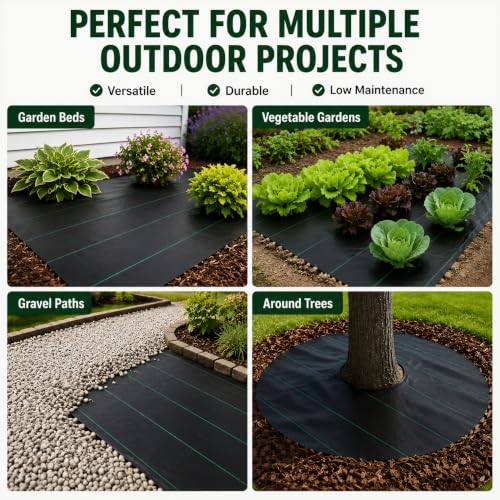 3FTx100FT Weed Barrier Landscape Fabric Heavy Duty 5oz Pro Ground Cover Mat - size: 5oz-100ftx3ft