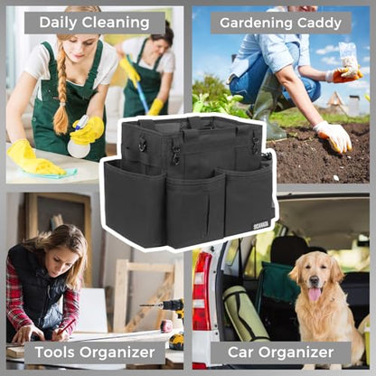 SCAVATA Compact Wearable Cleaning Caddy with Handle & Shoulder Straps - color: Black