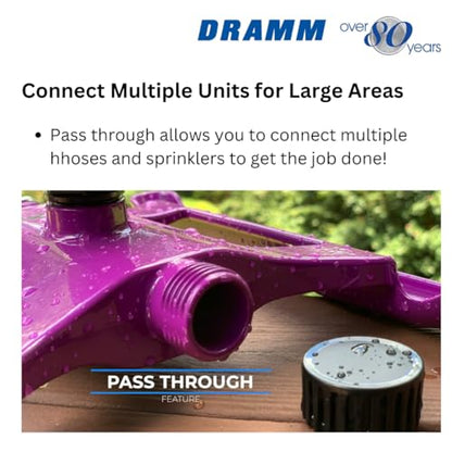 Dramm ColorStorm Gear Drive Sprinkler on Heavy Duty,Durable Metal Base, 4 Patterns, Ideal for Small, Medium & Large Areas with Pass Through Feature, Yellow, 40 Foot Diameter - color: Yellow, style: Gear Drive Sprinkler