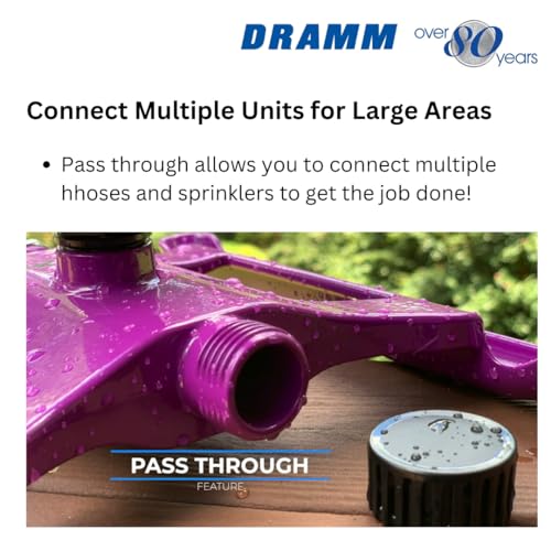 Dramm ColorStorm Gear Drive Sprinkler on Heavy Duty,Durable Metal Base, 4 Patterns, Ideal for Small, Medium & Large Areas with Pass Through Feature, Berry, 40 Foot Diameter - color: Berry, style: Gear Drive Sprinkler