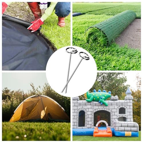 FEED GARDEN 120 Pack Landscape Staples 8 Gauge 6 Inch Galvanized Garden Stakes SOD Pins Yard Lawn Spikes for Plant Cover, Tent, Weed Barrier Fabric, Turf, Inflatable and Outdoor Decoration
